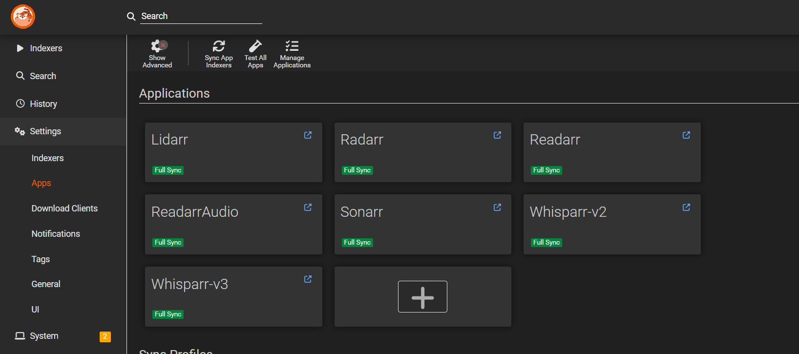prowlarr_apps Image d'ensemble de la configuration des *arrs