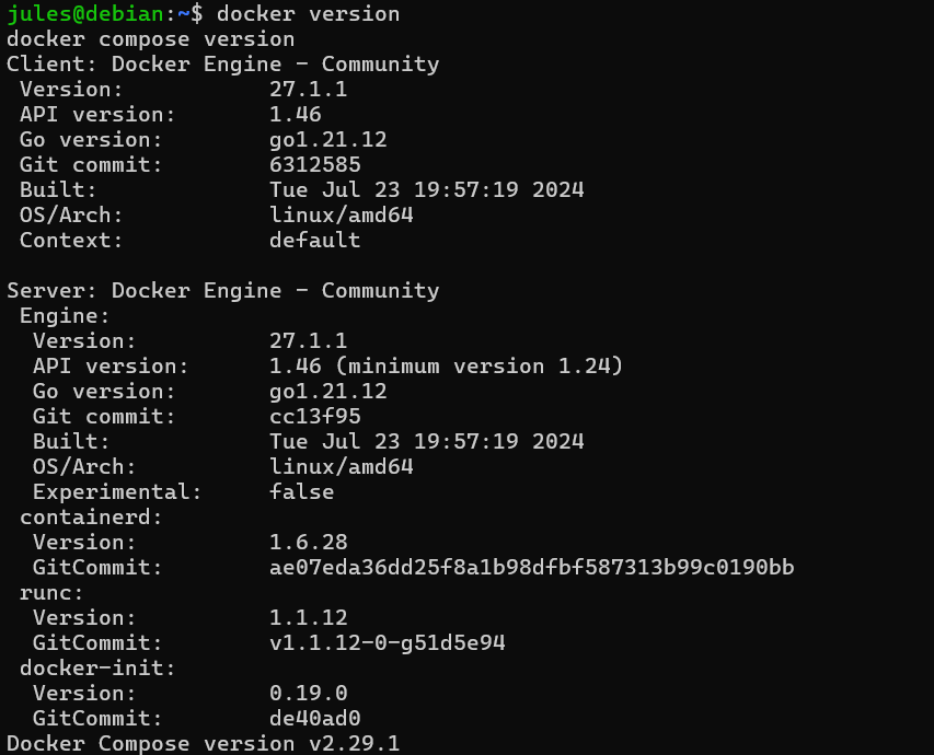 Exemple de docker verion