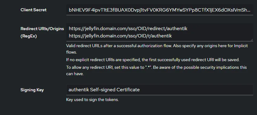 Image 2 montrant la création du provider Jellyfin pour se se connecter en SSO à Jellyfin