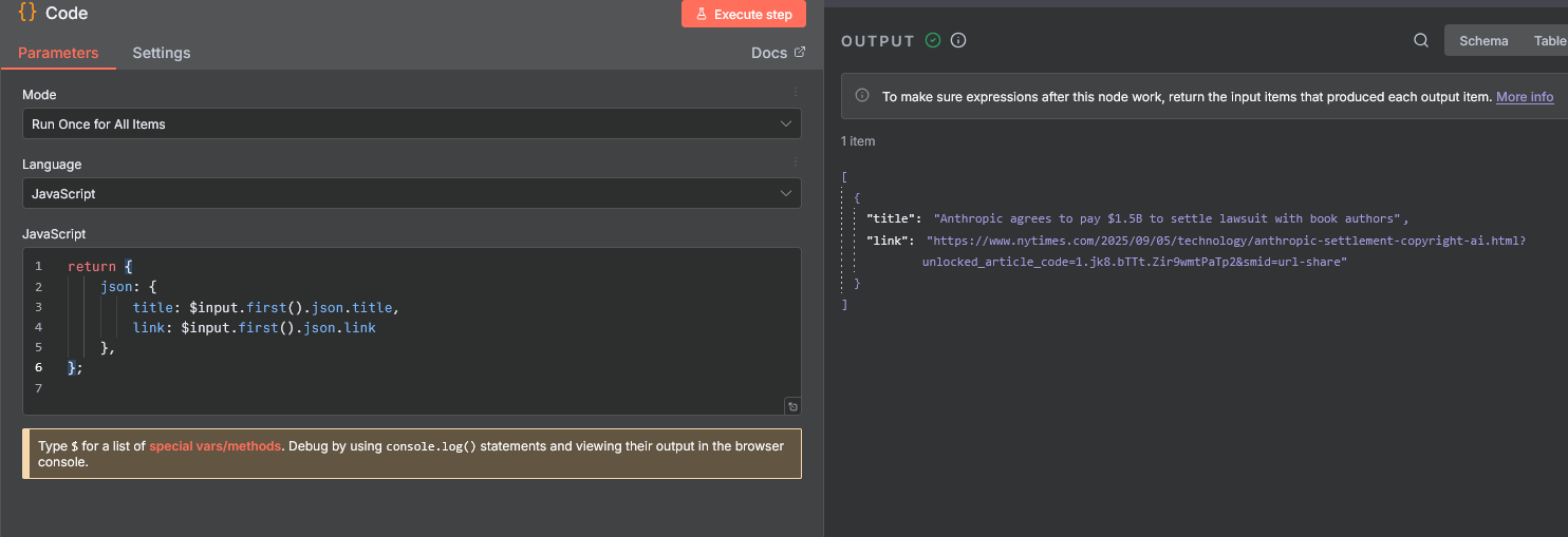 Image du node Code